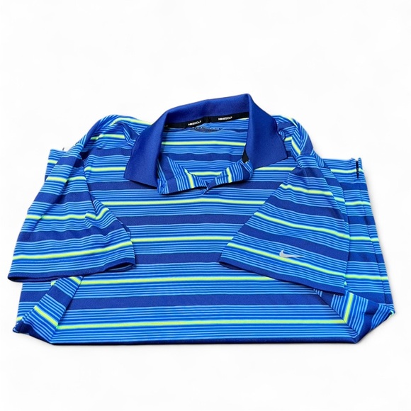 Nike Golf Blue and Yellow Striped Polo collard Shirt size medium - Picture 4 of 9